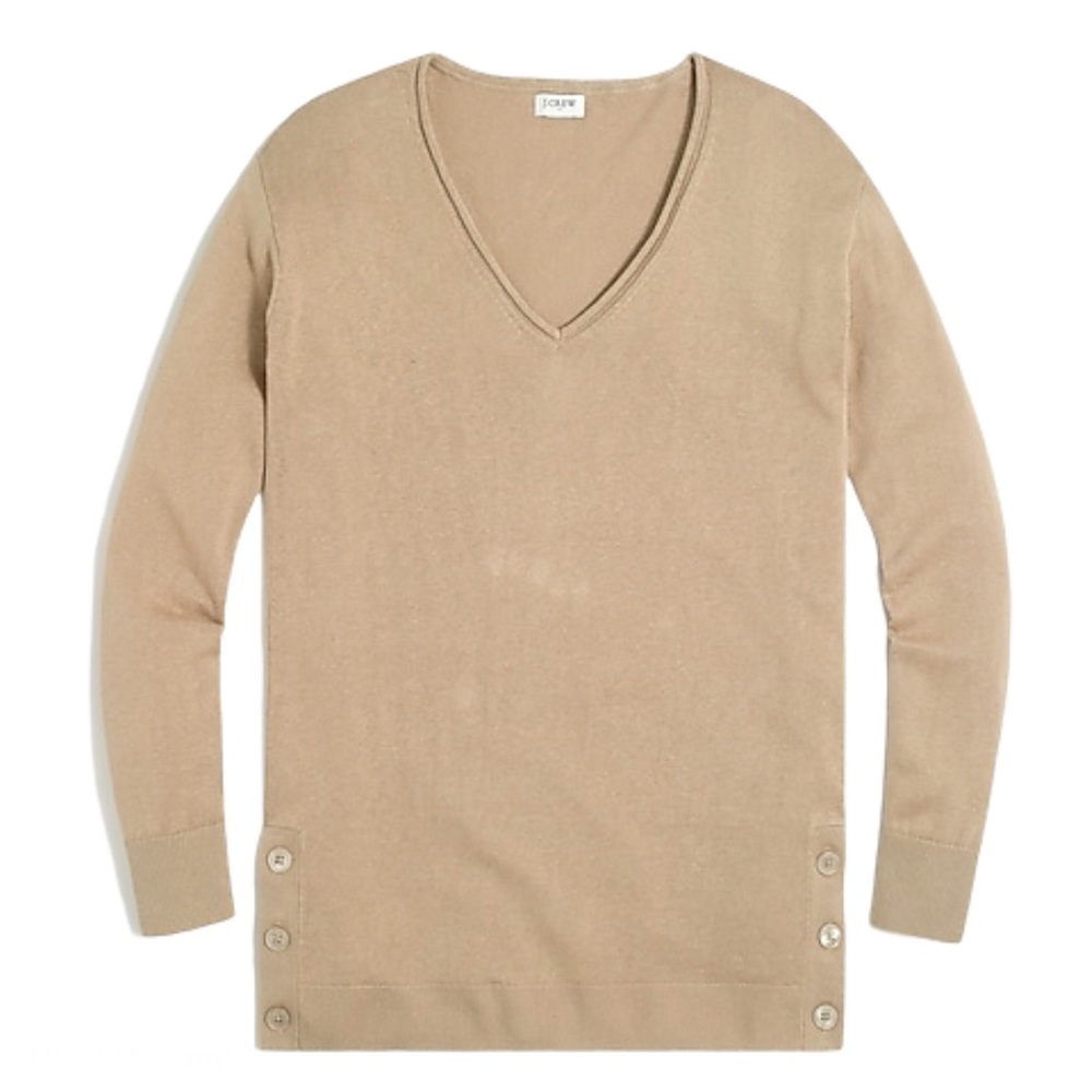 J.CREW Tunic Sweater Linen-blend Button Sides